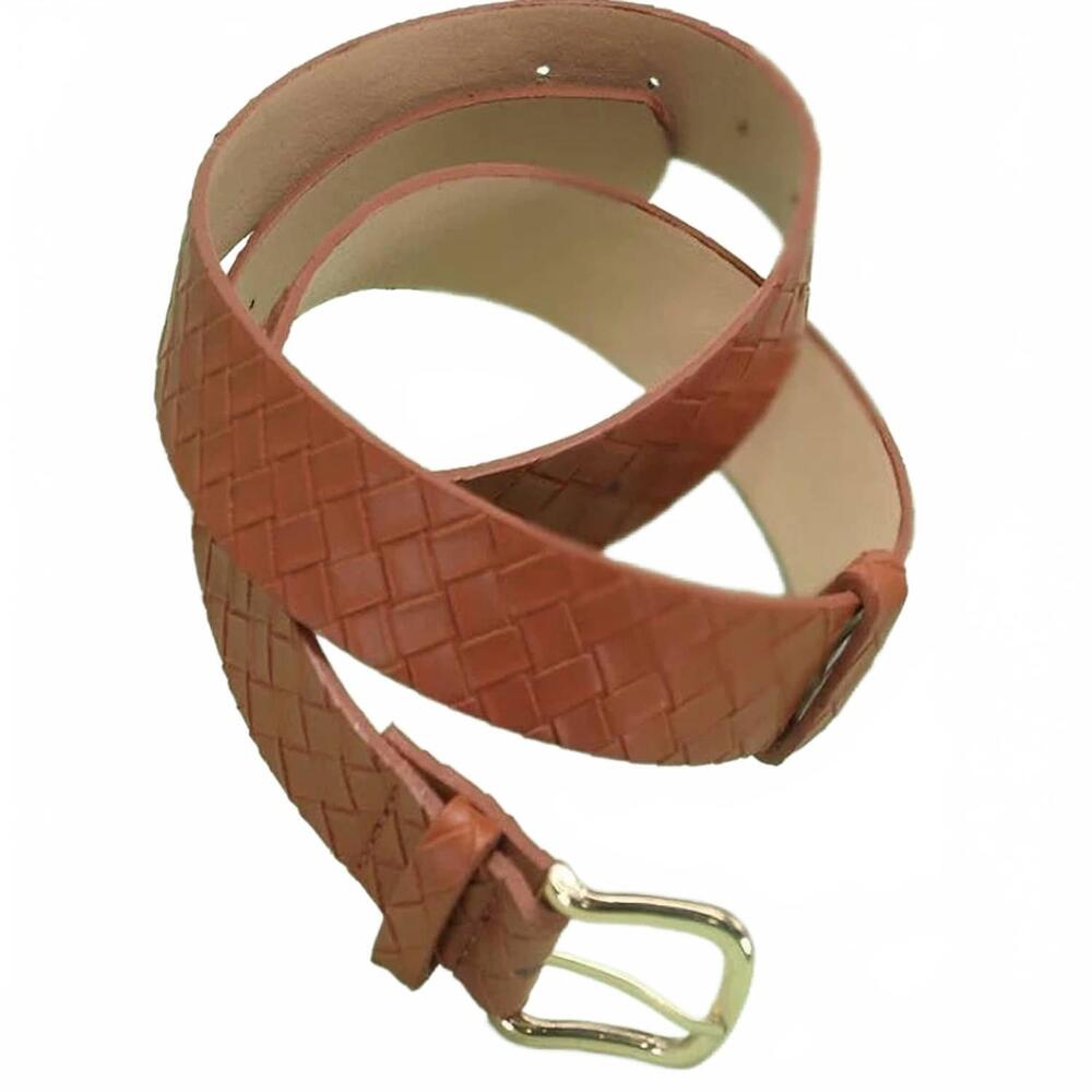 NEW JOSSLYN BY WALL TO WALL women's classic woven embossed belt in brown